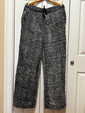 Top Drawer Men's Sherpa Lounge Pajama Pants Gray Plush Button Fly Size L